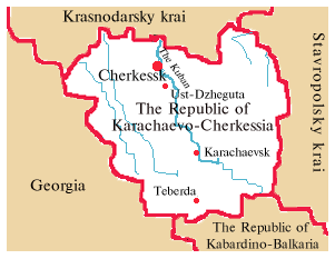 Map of Russia Geographical Political Economical map of The Republic of Karachaevo-Cherkessia